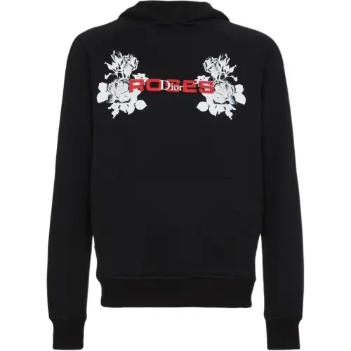 DIOR Sweatshirts Men's Black Hooded Moderate Regular