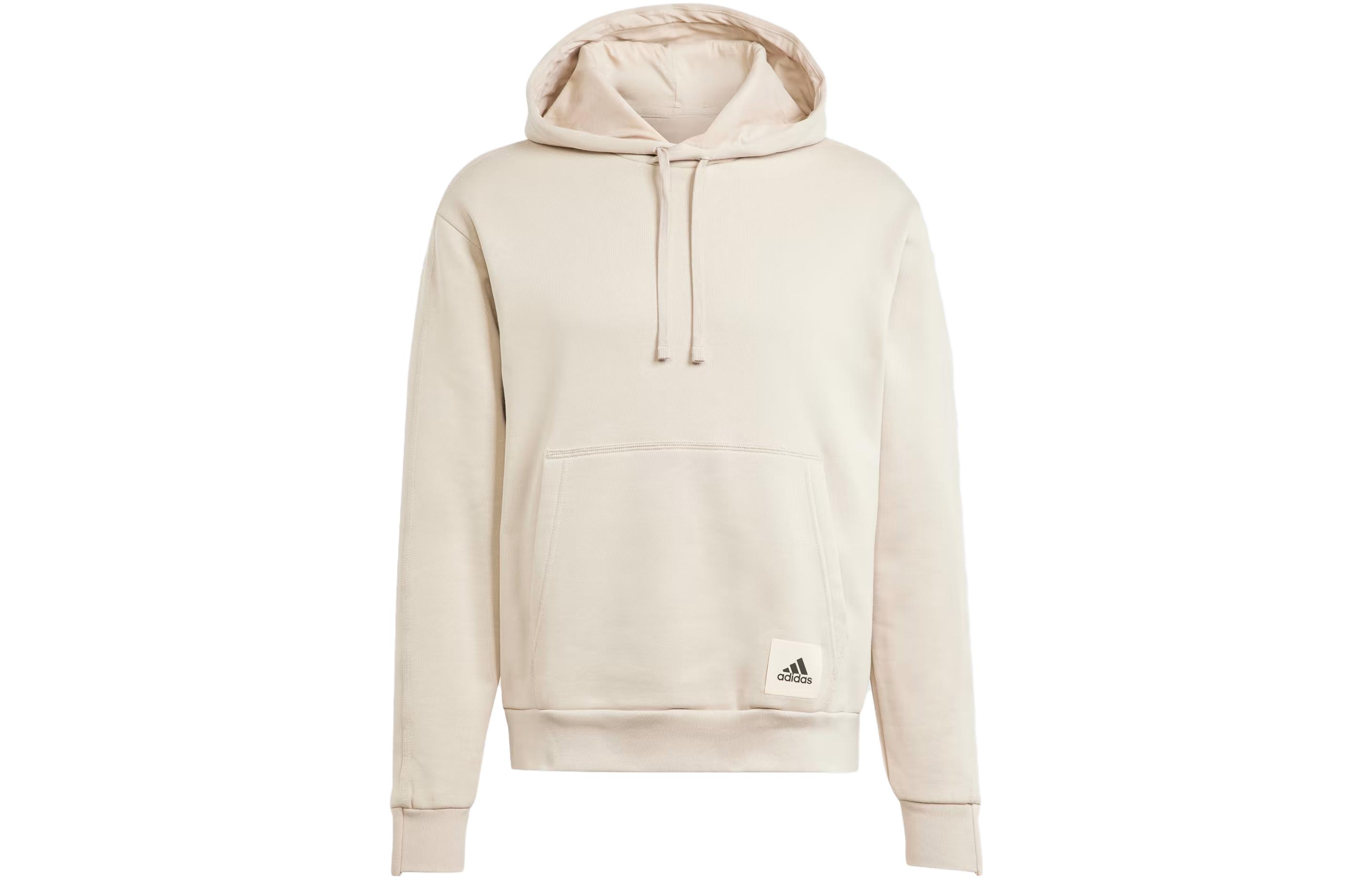 Adidas Lounge Sweatshirts Men's Beige Hooded Moderate Regular
