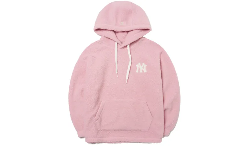 MLB New York Yankees Sweatshirts Unisex Pink Hooded (Non-detachable) Moderate Straight Fit