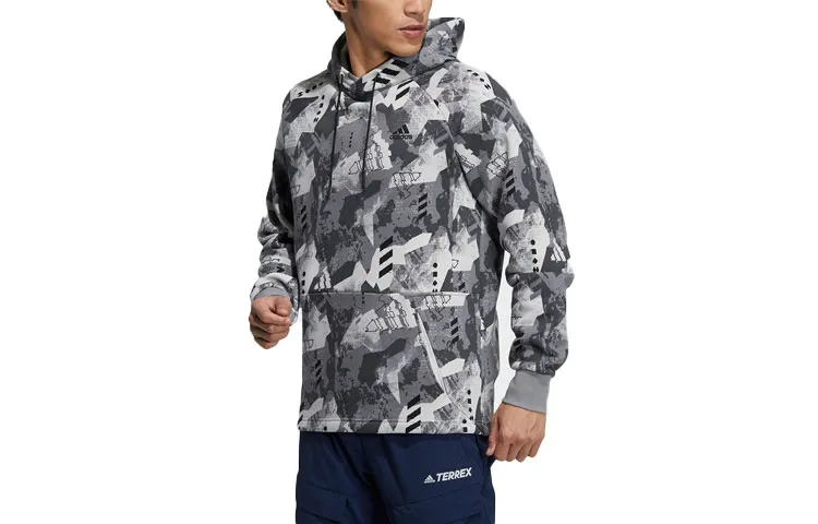 Adidas Sweatshirts Men's Gray Hooded Moderate Regular