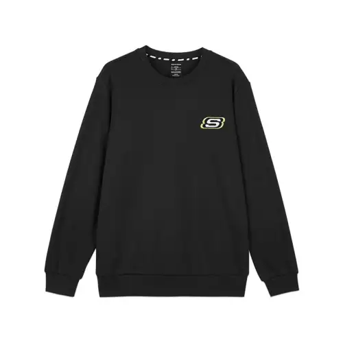 Skechers Colorful Sweatshirts Unisex Carbon Black Crew Neck Thickened Regular