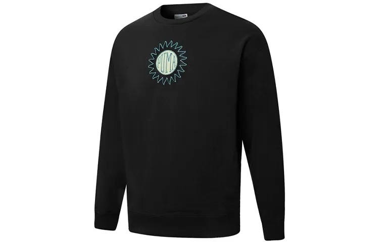 PUMA Downtown Sweatshirts Men's Black Crew Neck Moderate Regular