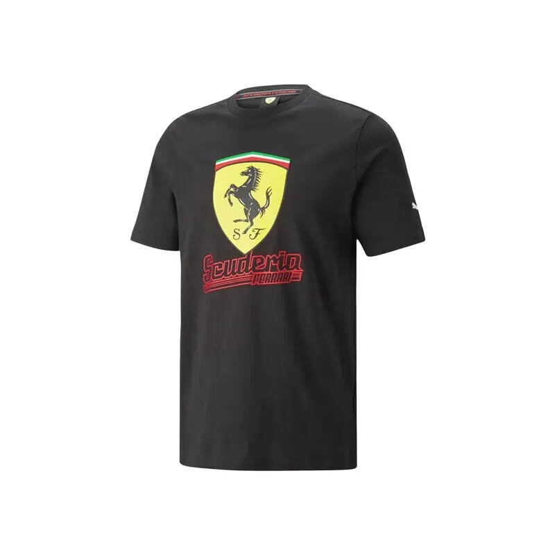 PUMA Racing Series T-Shirts Unisex Black Crew Neck Moderate