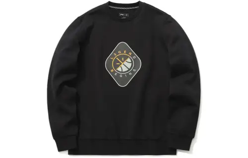 Li Ning Wade Collection Sweatshirts Men's Black Crew Neck Moderate Regular