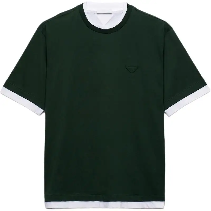 PRADA T Shirts Men's Fir Green Crew Neck Moderate Straight Fit