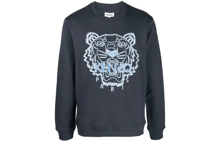 KENZO Sweatshirts Men's Blue Crew Neck Moderate Heavyweight