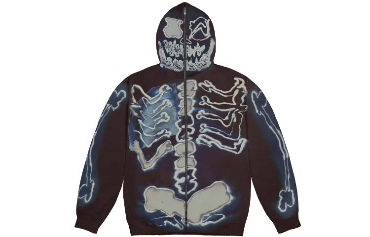 Travis Scott Cactus Jack For Fragment Skeleton Graffiti Full Zip Hoodie