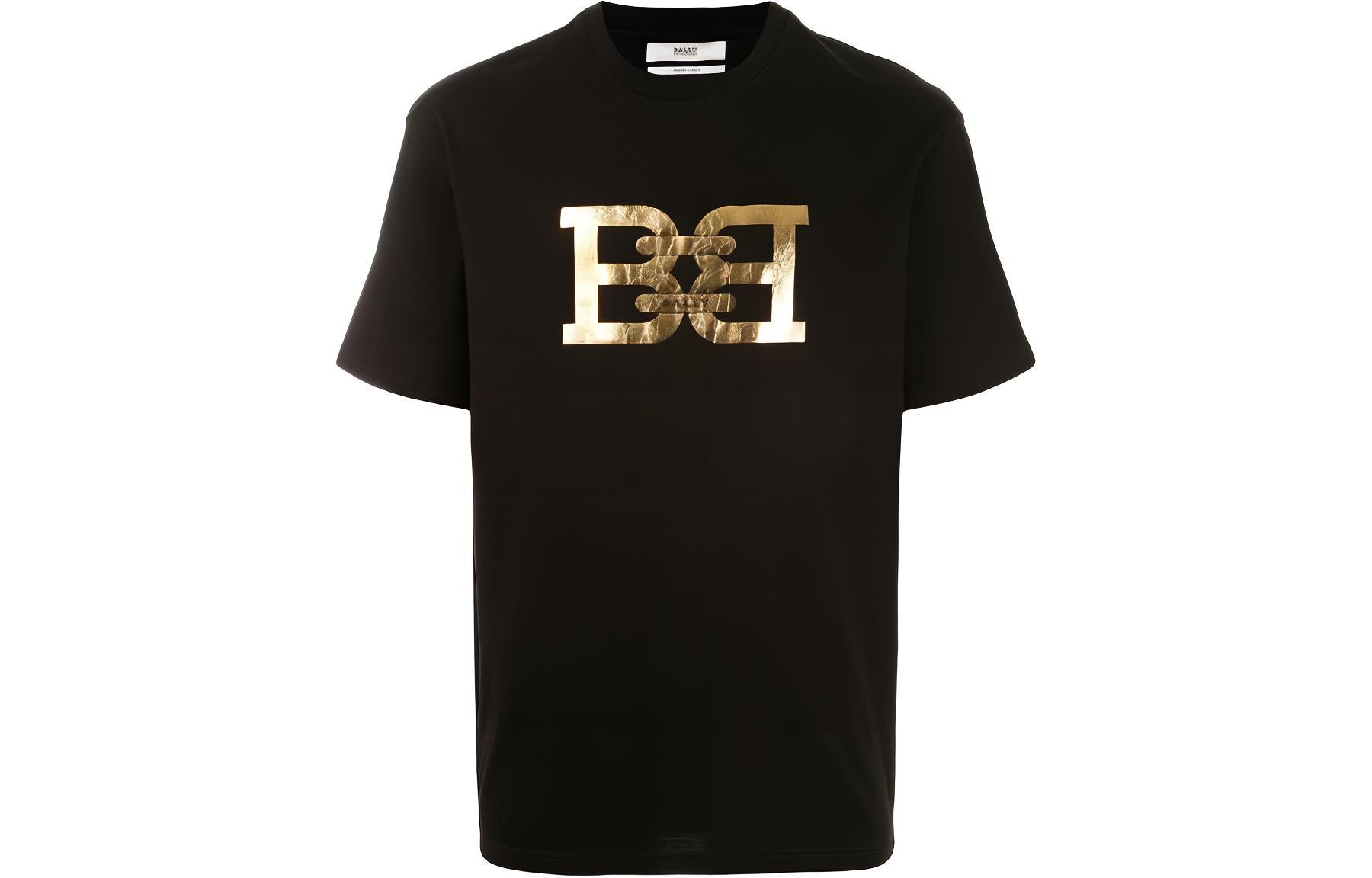 BALLY Принт с логотипом Bally круглый воротник короткий рукав Футболка мужской стиль черный