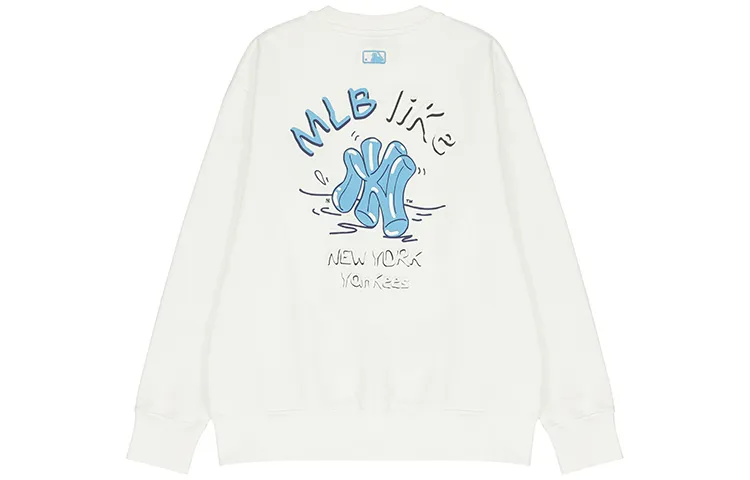 MLB New York Yankees Sweatshirts Unisex Ivory White Crew Neck Moderate