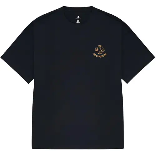 Converse T Shirts Men's Black Crew Neck Moderate Straight Fit