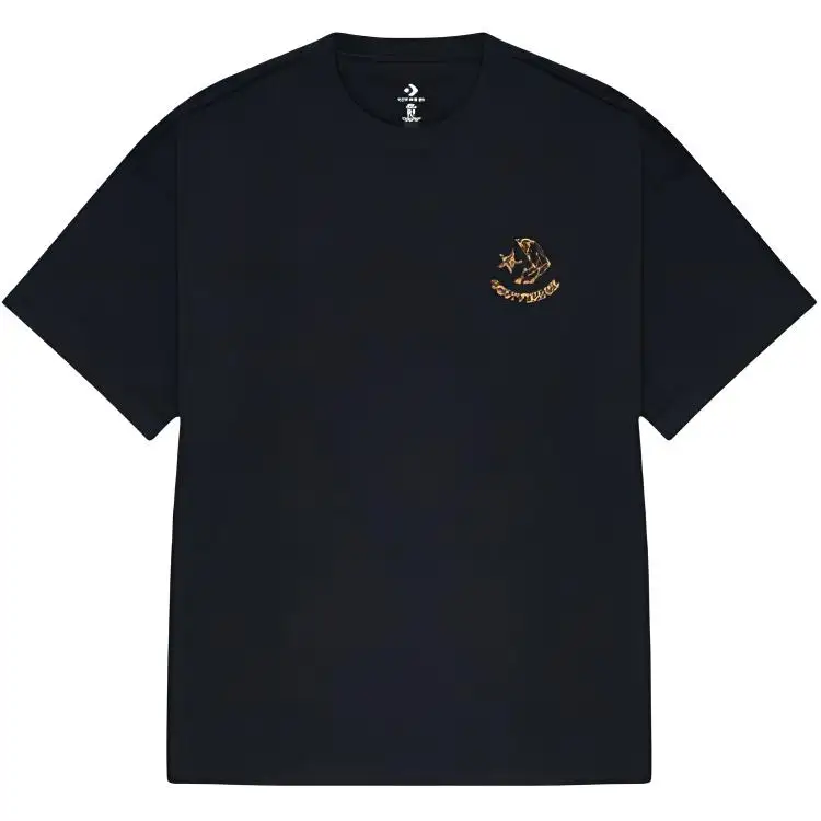 Converse T Shirts Men's Black Crew Neck Moderate Straight Fit