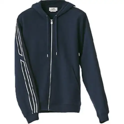 HERMES Sweatshirts Men's Dark Blue Hooded Moderate Regular