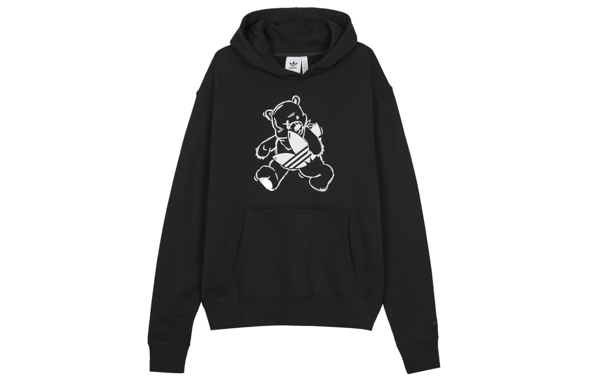Adidas Originals Sweatshirts Unisex Black Hooded Moderate Regular