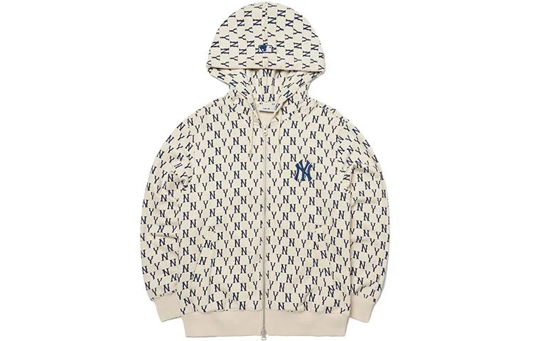 MLB Monogram Sweatshirts Unisex Cream Hooded (Non-detachable) Moderate