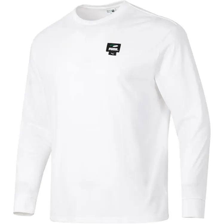 PUMA T-Shirts Men's White Crew Neck Moderate Straight Fit