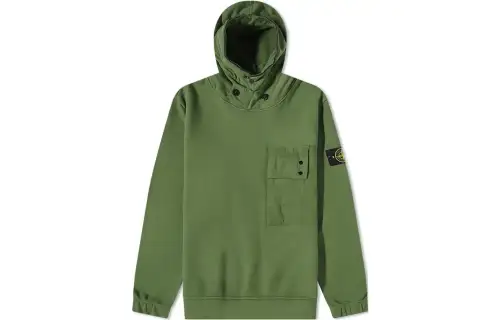 STONE ISLAND Sweatshirts Men's Olive Green Hooded Moderate Regular