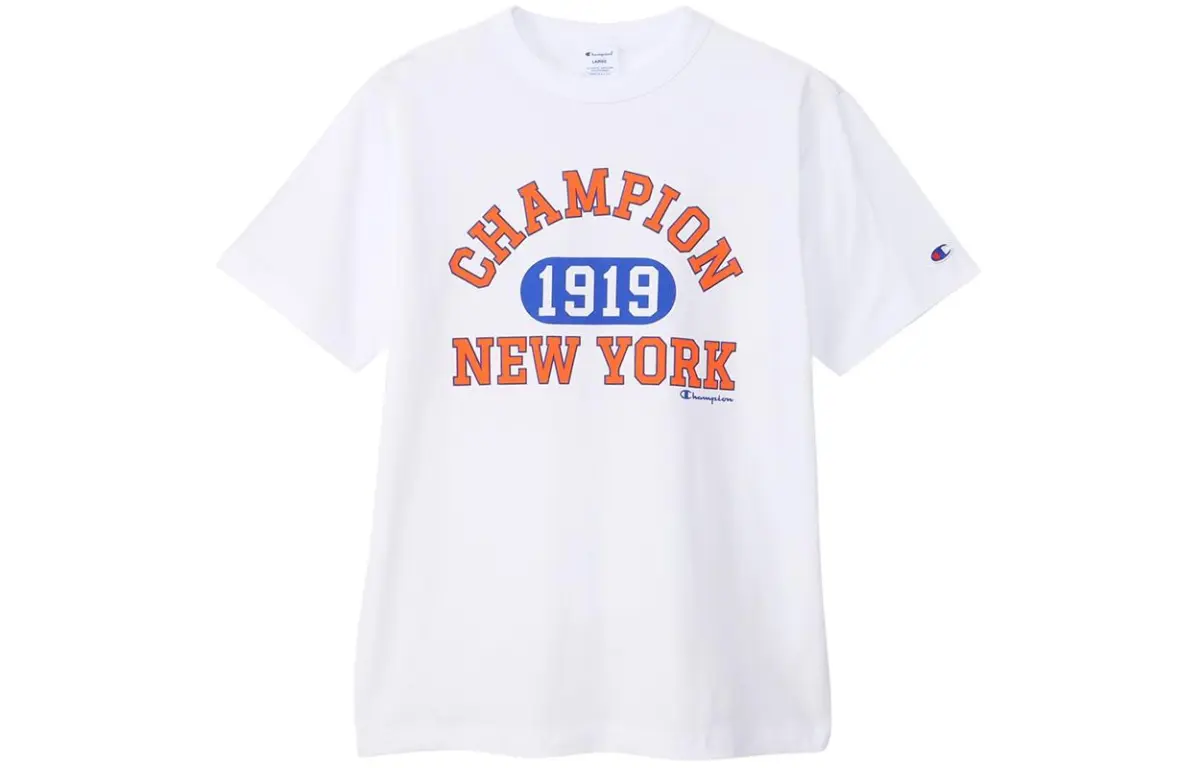 Champion T-Shirts Unisex White Crew Neck Moderate