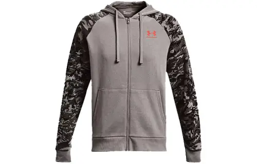 Under Armour Script Sweatshirts Men's Deep Wolf Gray Hooded Thickened Cardigan