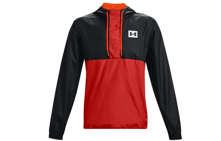 Under Armour WOVEN Sweatshirts Men's Shiny Red Hooded Moderate Straight Fit