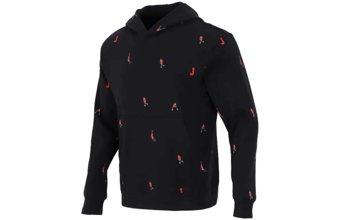Jordan Full Print Athleisure Casual Sports Pullover Black