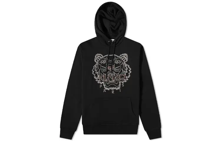 KENZO FW21 Tiger Embroidered Skate Hoodie Black