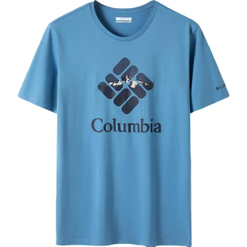 Columbia T-Shirts Men's Blue-477 Crew Neck Moderate Straight Fit
