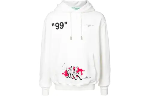 OFF WHITE Sweatshirts Men's White Hooded Moderate Regular