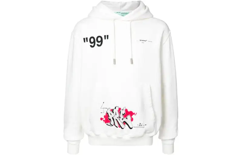OFF WHITE Sweatshirts Men's White Hooded Moderate Regular