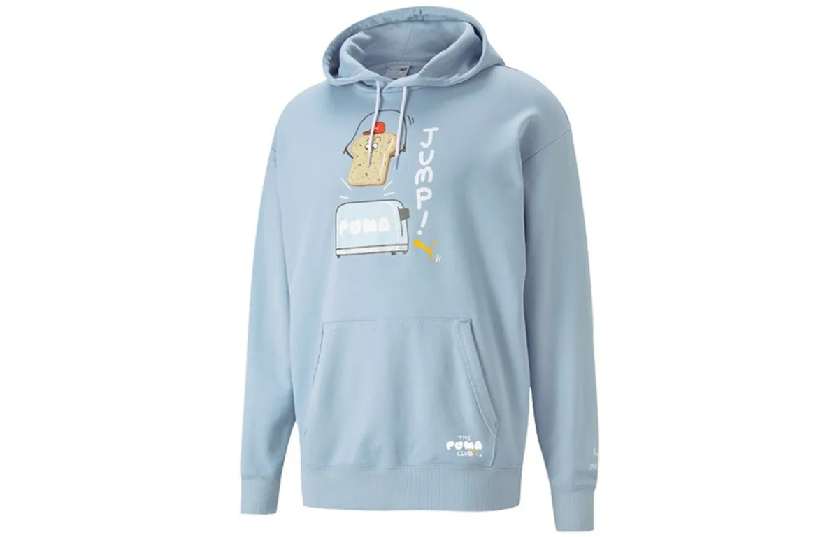 PUMA Club Graphic Sweatshirts Men's Light Blue Hooded Moderate Regular