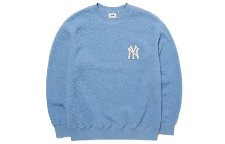 MLB Basic Logo Sweatshirts Unisex Blue Crew Neck Thickened Regular