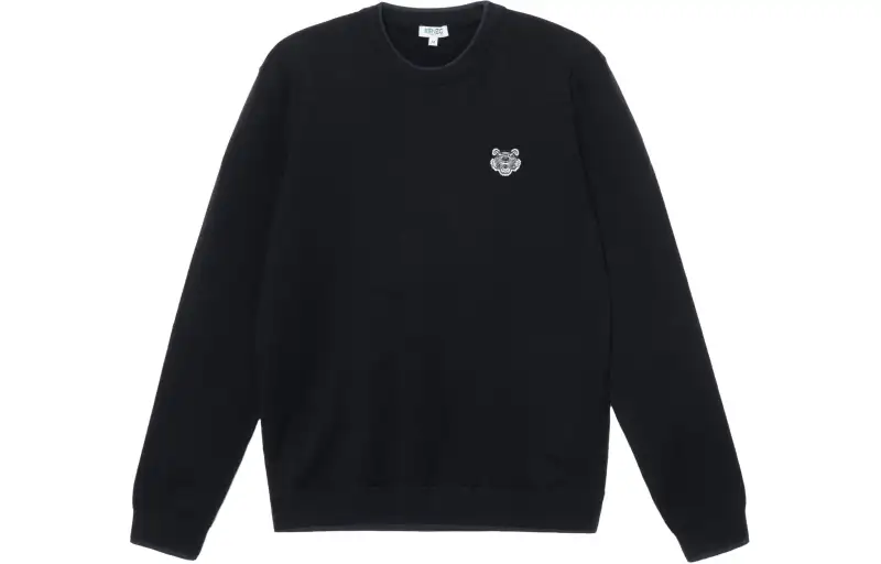 KENZO Sweatshirts Men's Black Crew Neck Moderate Regular