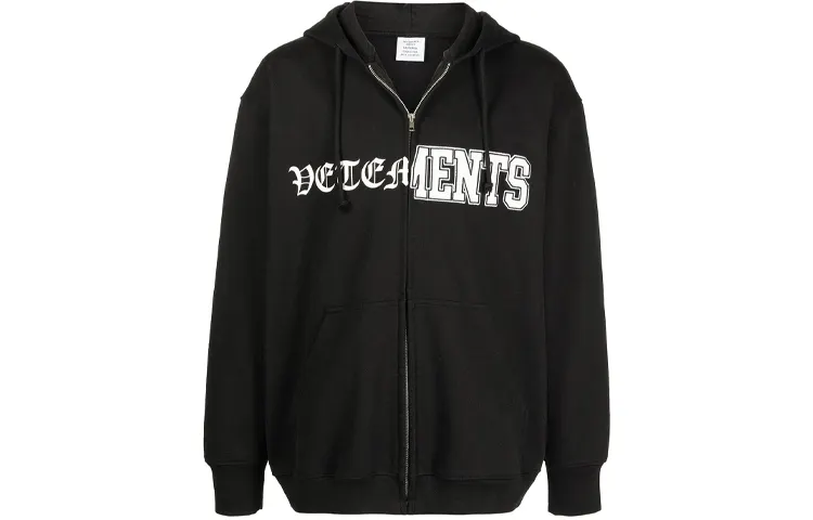 Vetements Sweatshirts Men's Black Hooded Moderate Regular