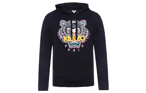 KENZO Sweatshirts Men's Black Hooded Moderate Regular