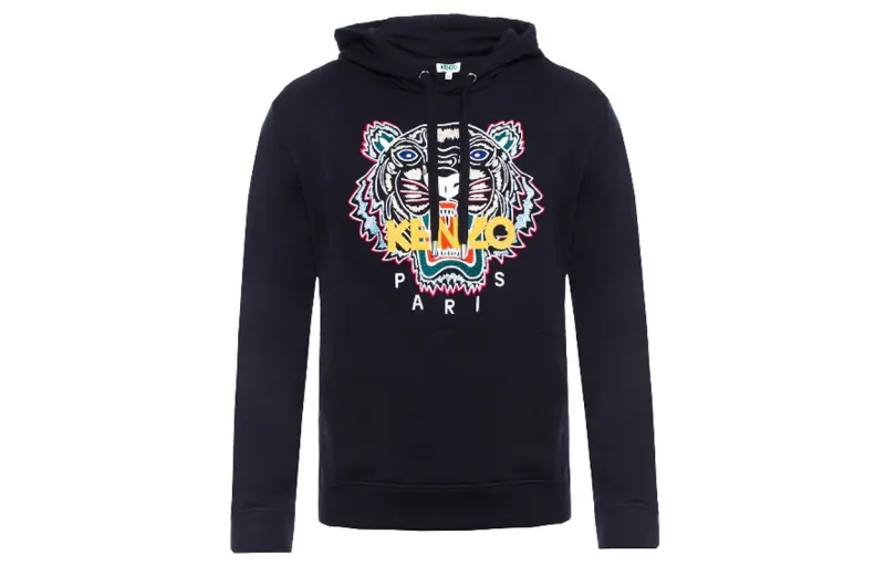 KENZO Sweatshirts Men's Black Hooded Moderate Regular