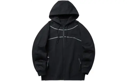 ANTA Sweatshirts Unisex Black Hooded Moderate Cardigan