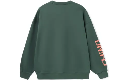 Li Ning Sporty Fashion Collection, Letter Print Fleece Lined Warm Loose Crewneck Pullover Sweatshirt Unisex