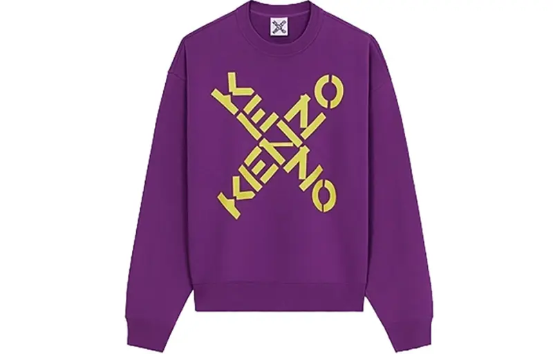 KENZO Sweatshirts Men's Purple Crew Neck Moderate Regular