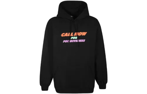 Vetements Sweatshirts Men's Black Hooded Moderate Regular