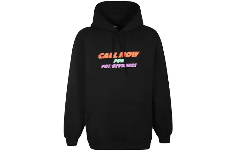 Vetements Sweatshirts Men's Black Hooded Moderate Regular