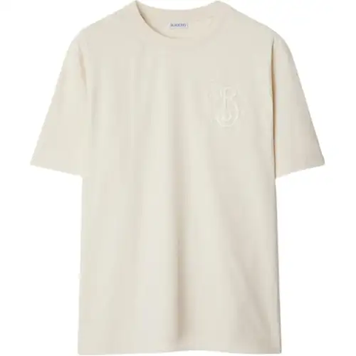 Burberry T Shirts Men's Beige Crew Neck Moderate Straight Fit