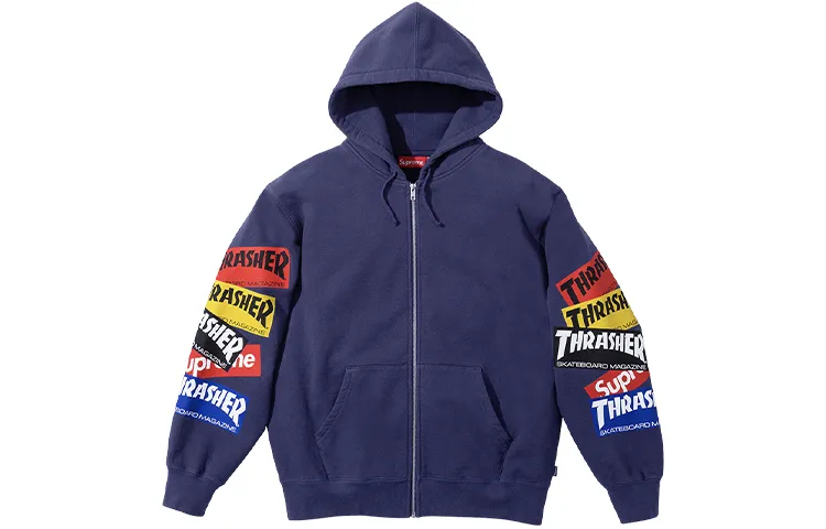 Supreme Thrasher multi logo zip-up hoodie