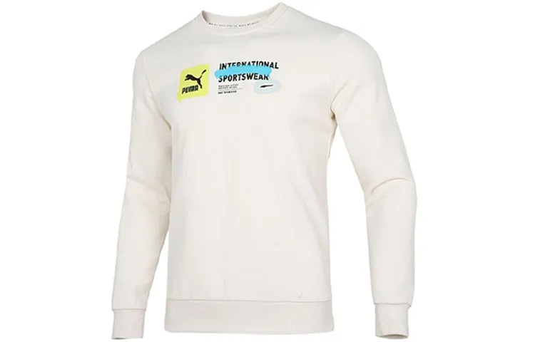 PUMA Sweatshirts Men's White Crew Neck Moderate Straight Fit