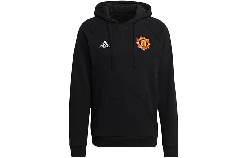 Adidas Manchester United Sweatshirts Men's Black Hooded Moderate Regular