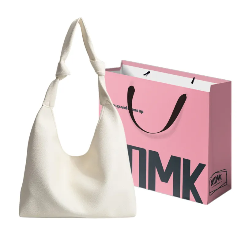 NOMK Pu Tote Shopping Bag Bucket Bag Shoulder Bag Large Women's Brown
