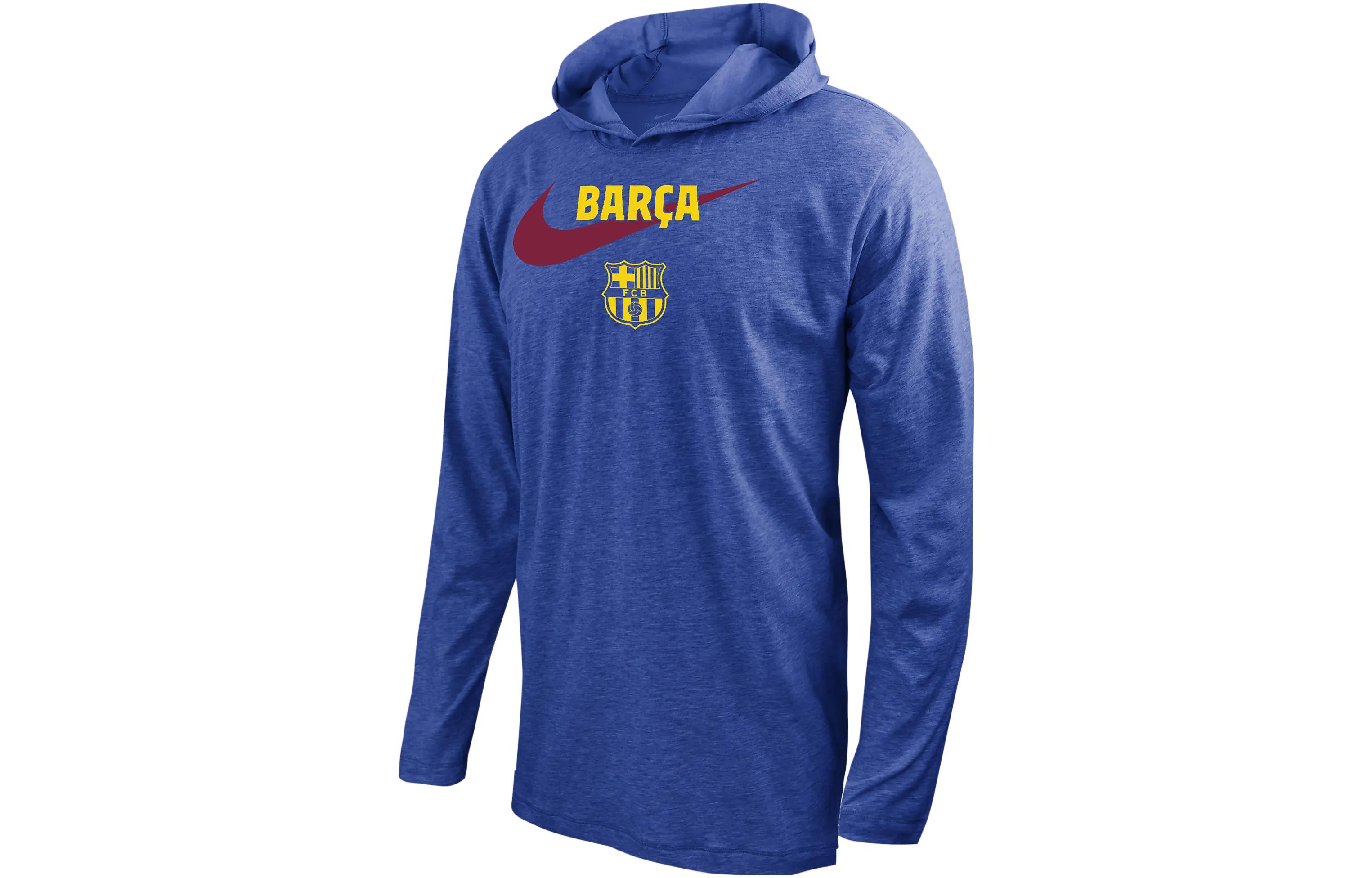 Nike Fc Barcelona Men's Nike Soccer Long Sleeve Hooded T Shirt