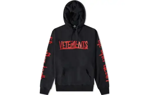 Vetements Logo Printed Drawstring Hoodie