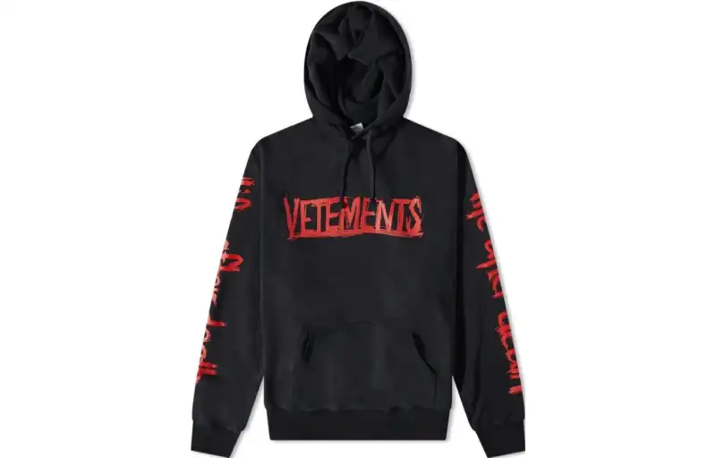 Vetements Logo Printed Drawstring Hoodie