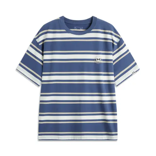 Li Ning Sports Life Collection T Shirt Men's Sea Salt Blue Ecru Oxford Brown
