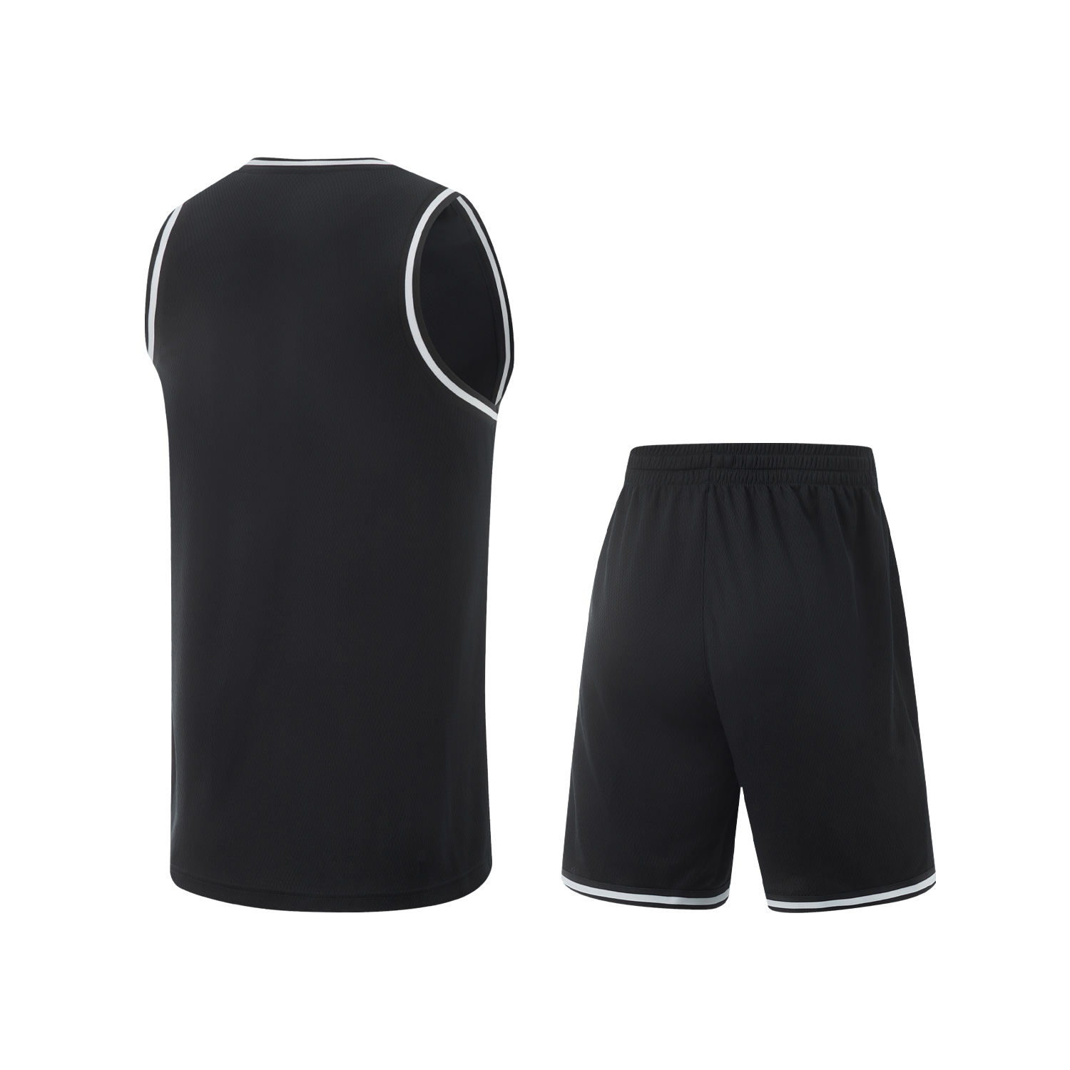 Li Ning Professional Basketball Collection Basketball Suit Men’s Black/Black And White Webbing