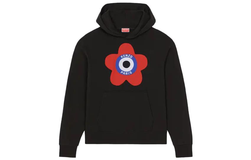 KENZO Target Logo Embroidered Drop Shoulder Hoodie